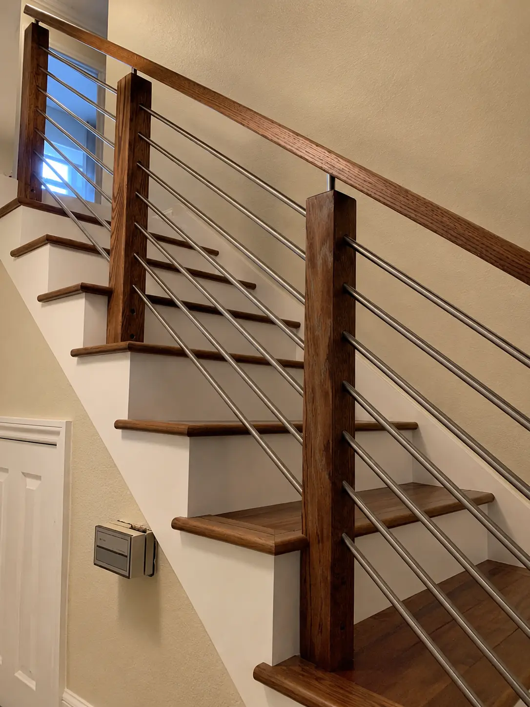 Oak and stainless cable staircase — after
