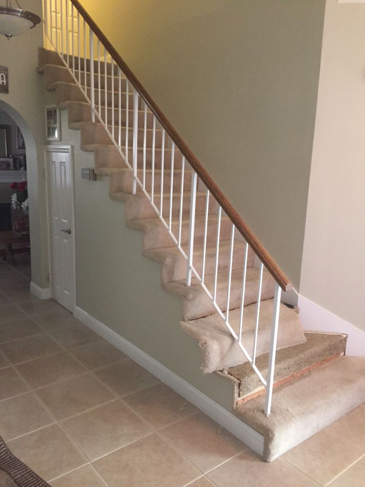 Oak and stainless cable staircase — before